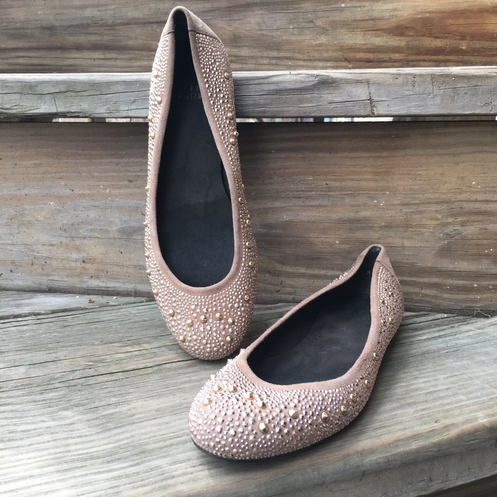 Stuart Weitzman nubeads hazel studded suede 8 tan
